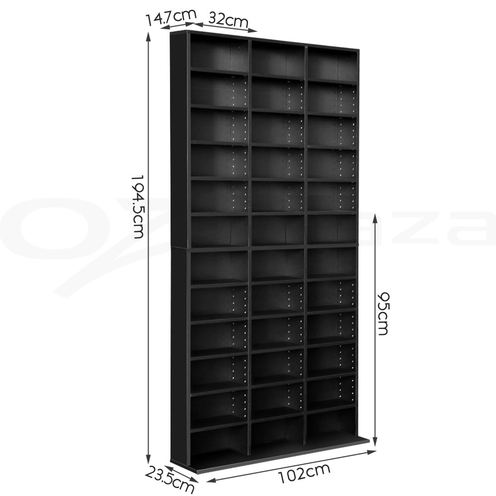 Artiss Bookshelf Display Shelf CD DVD Storage Media Rack Cupboard Black White - Picture 12 of 21