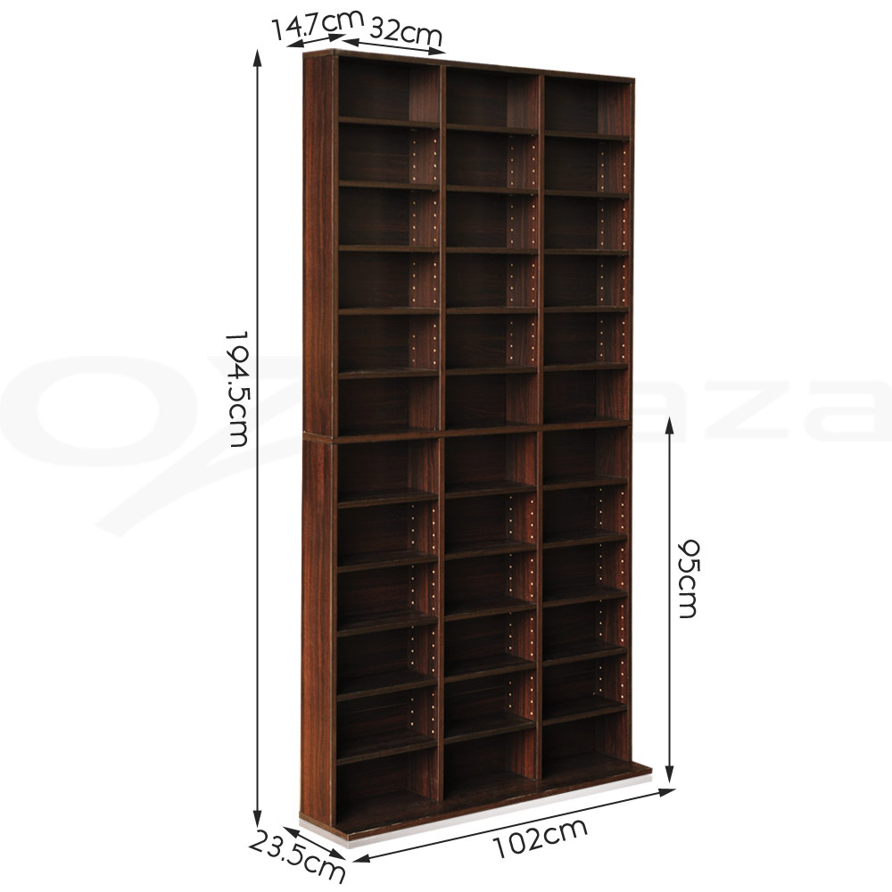 Artiss Bookshelf Display Shelf CD DVD Storage Media Rack Cupboard Black White - Picture 15 of 21