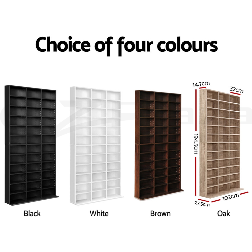 Artiss Bookshelf Display Shelf CD DVD Storage Media Rack Cupboard Black White - Picture 17 of 21