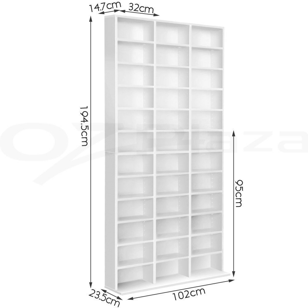 Artiss Bookshelf Display Shelf CD DVD Storage Media Rack Cupboard Black White - Picture 21 of 21