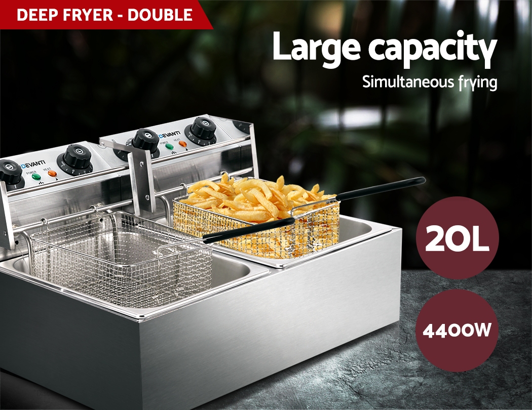 Devanti Commercial Deep Fryer Electric Griddle Single Double Grill