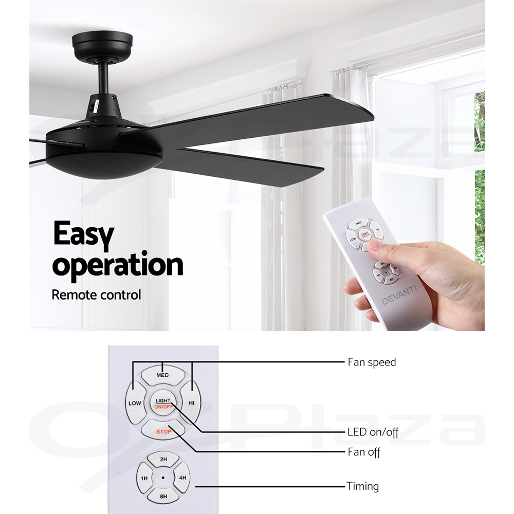 Devanti Ceiling Fan 52'' Ceiling Fans Remote 8H Timer Wooden Blades 1300mm Home - Picture 16 of 33