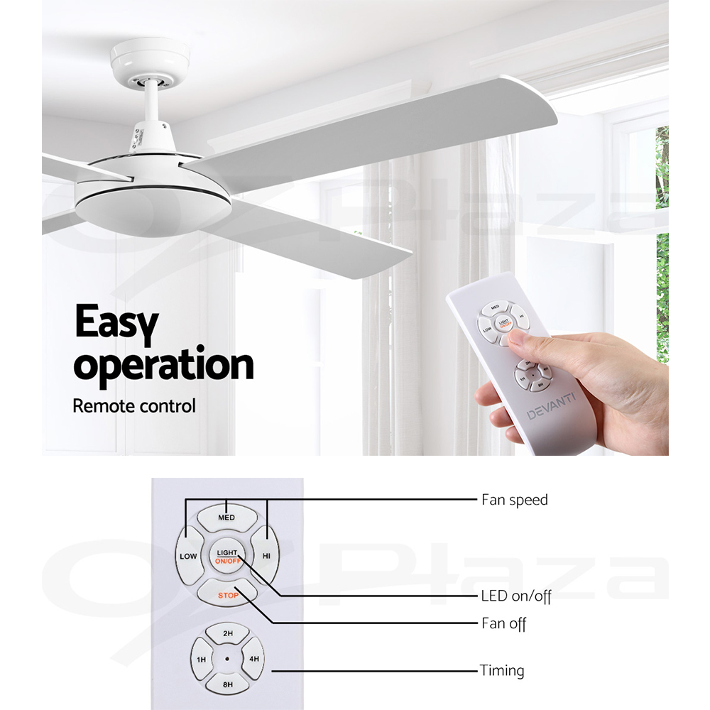 Devanti Ceiling Fan 52'' Ceiling Fans Remote 8H Timer Wooden Blades 1300mm Home - Picture 30 of 33