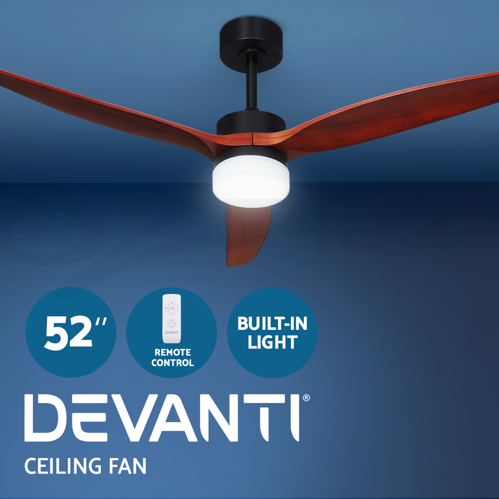 Devanti 48" 52" 64" Ceiling Fan AC DC Motor Fans Light LED Remote Control - Picture 40 of 43