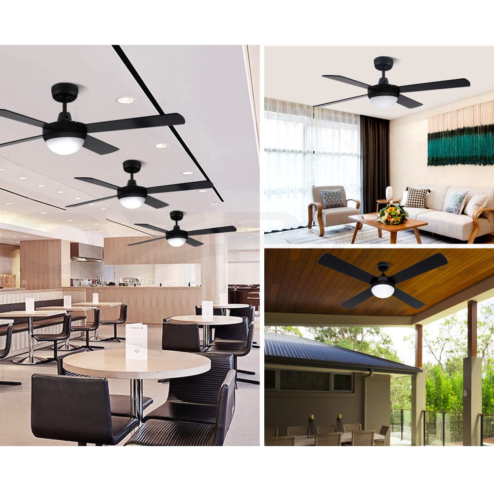 Devanti 52'' Ceiling Fan Fans w/ Light Remote Control Fans 4 Blades Black White - Picture 21 of 44