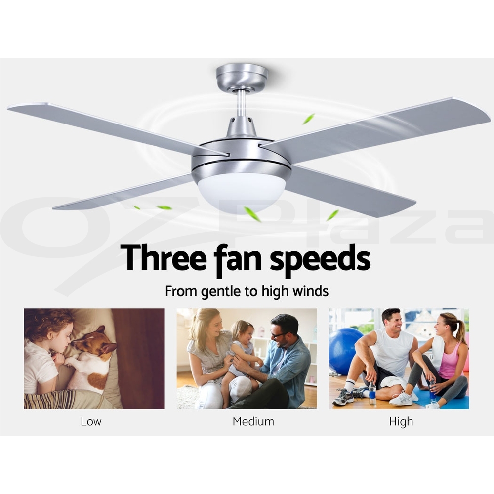 Devanti 52'' Ceiling Fan Fans w/ Light Remote Control Fans 4 Blades Black White - Picture 24 of 44