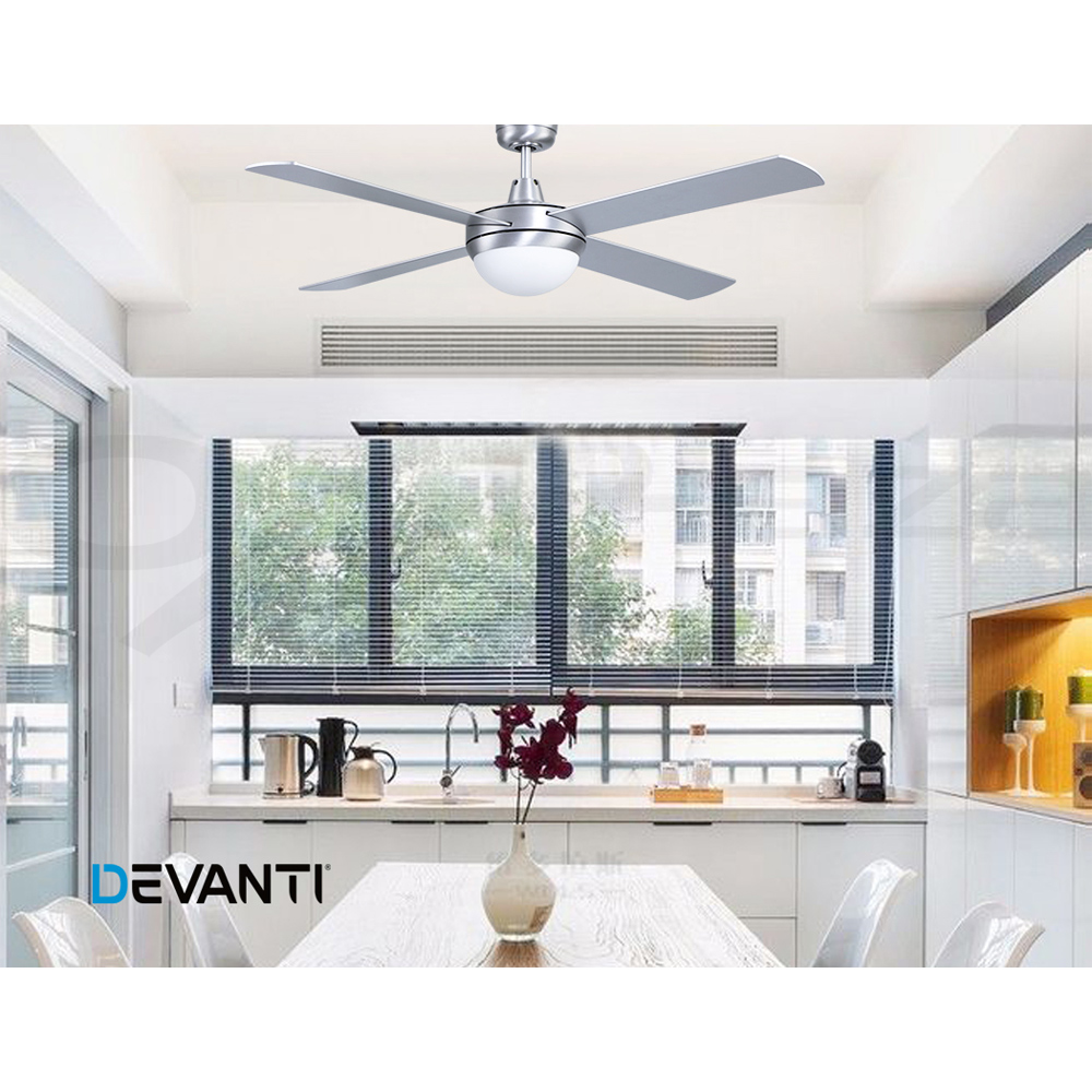 Devanti 52'' Ceiling Fan Fans w/ Light Remote Control Fans 4 Blades Black White - Picture 33 of 44