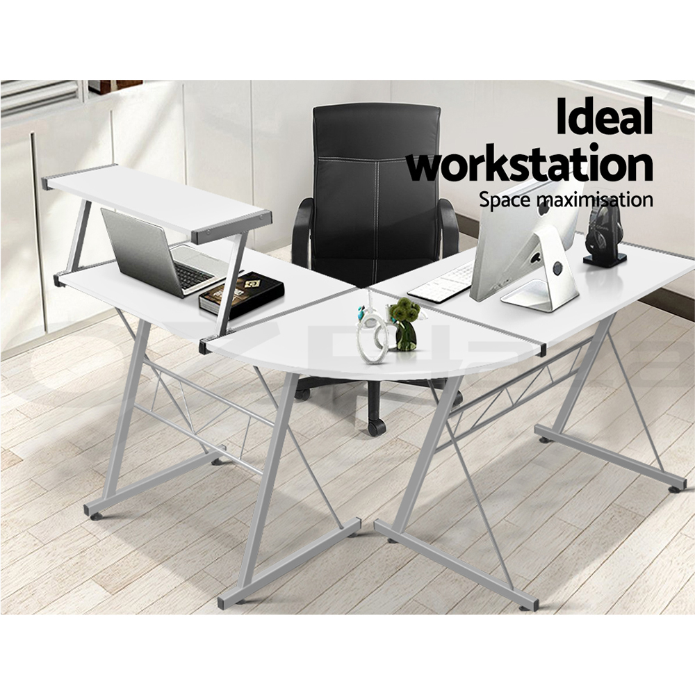 Artiss Corner Computer Desk Home Office Desks Study PC Laptop Table Shelves - Picture 38 of 86
