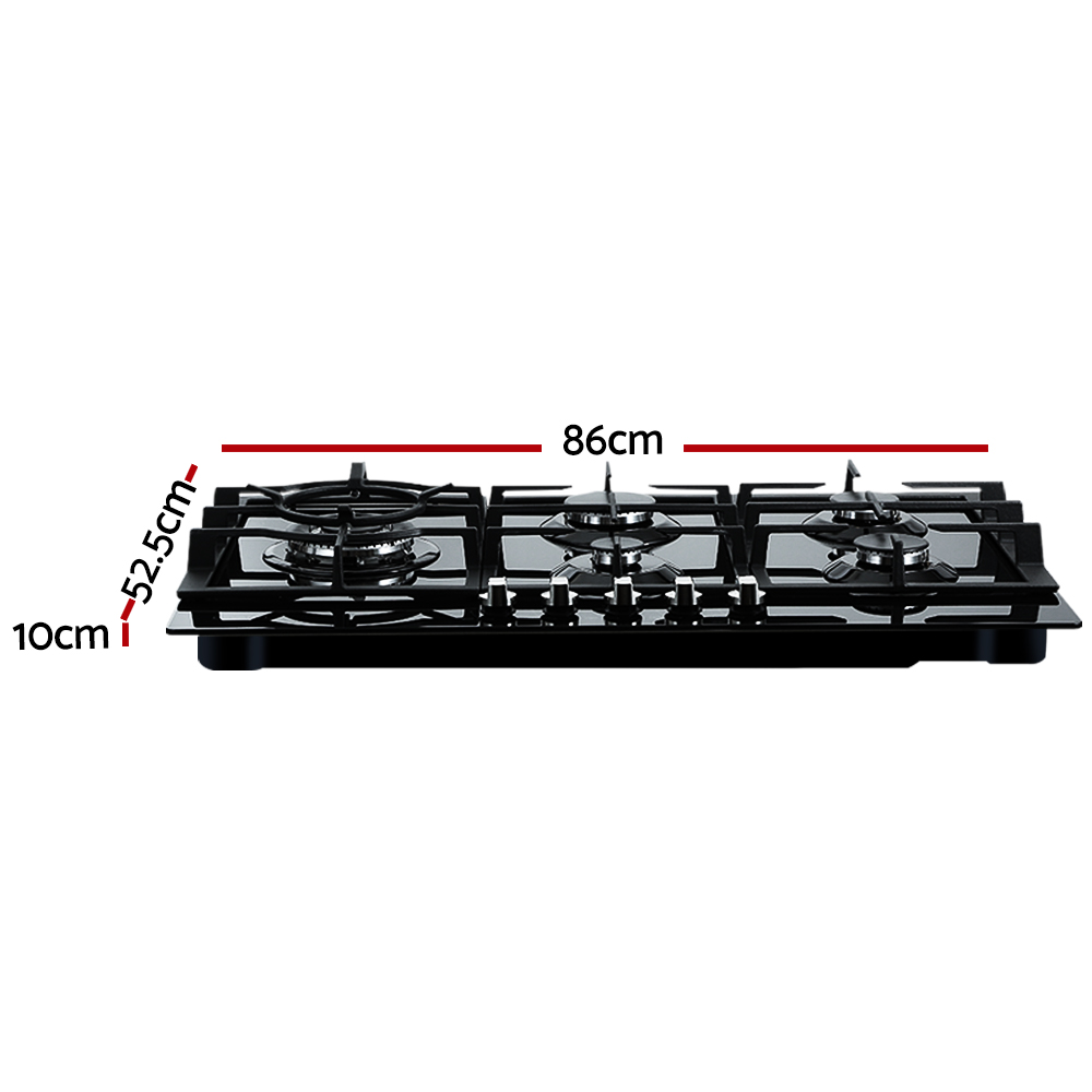 Devanti Gas Cooktop 90cm 5 Burner Glass Steel Stove Hob Cooker Kitchen NG LPG - Picture 13 of 15