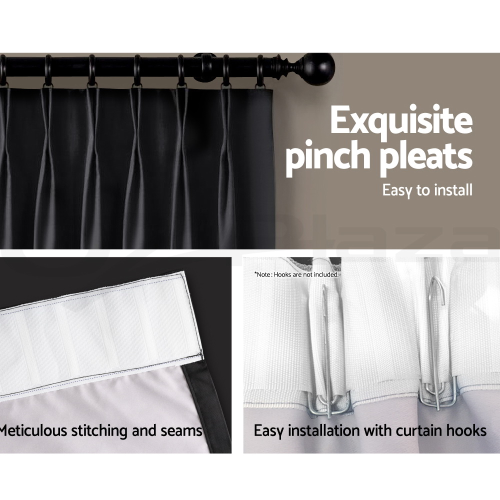Artqueen 2x Blockout Curtains Blackout Window Curtain Panels Pinch