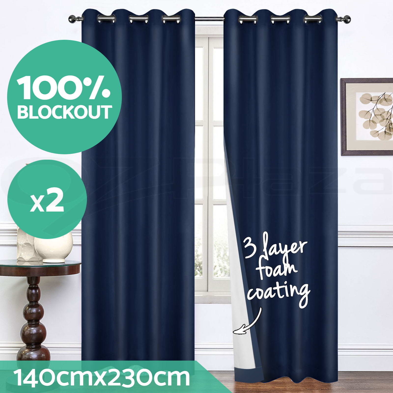 Art Queen 2x Blockout Curtains Window Blackout Curtain Eyelet 3