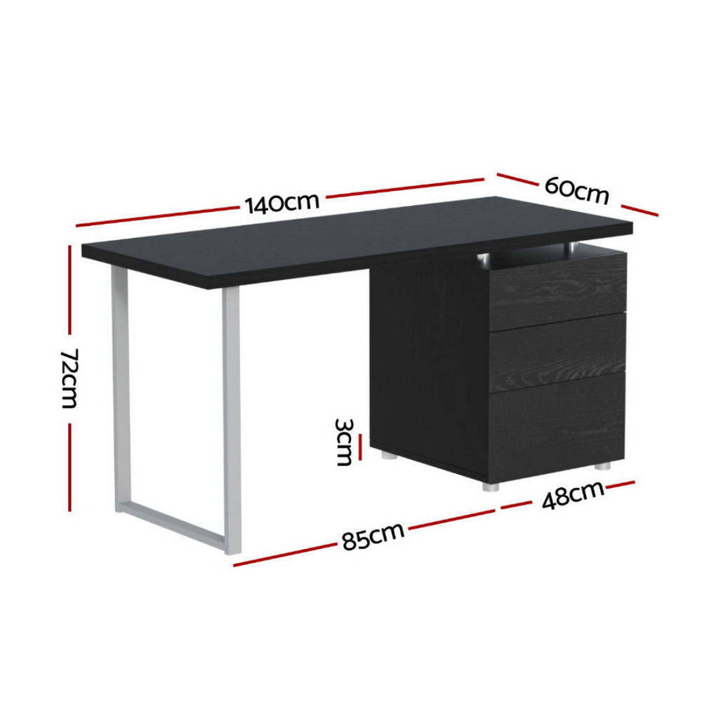 Artiss Corner Computer Desk Office Study Desks Table Drawers Shelves White Black - Picture 70 of 106