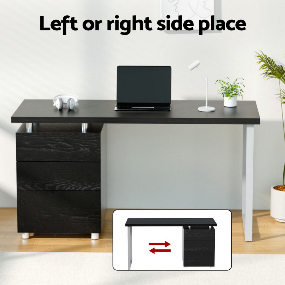 Artiss Corner Computer Desk Office Study Desks Table Drawers Shelves White Black - Picture 72 of 106