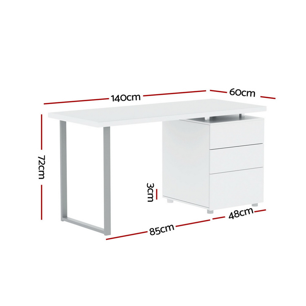 Artiss Corner Computer Desk Office Study Desks Table Drawers Shelves White Black - Picture 78 of 106