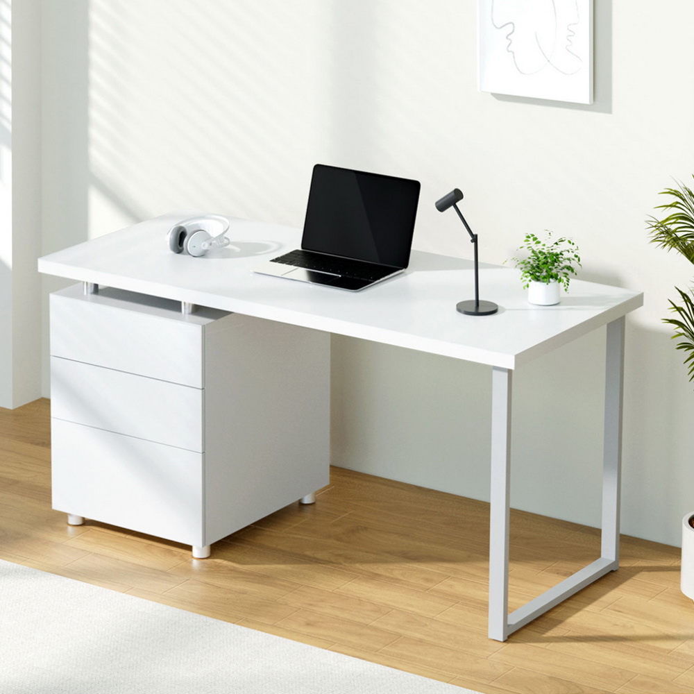 Artiss Corner Computer Desk Office Study Desks Table Drawers Shelves White Black - Picture 82 of 106