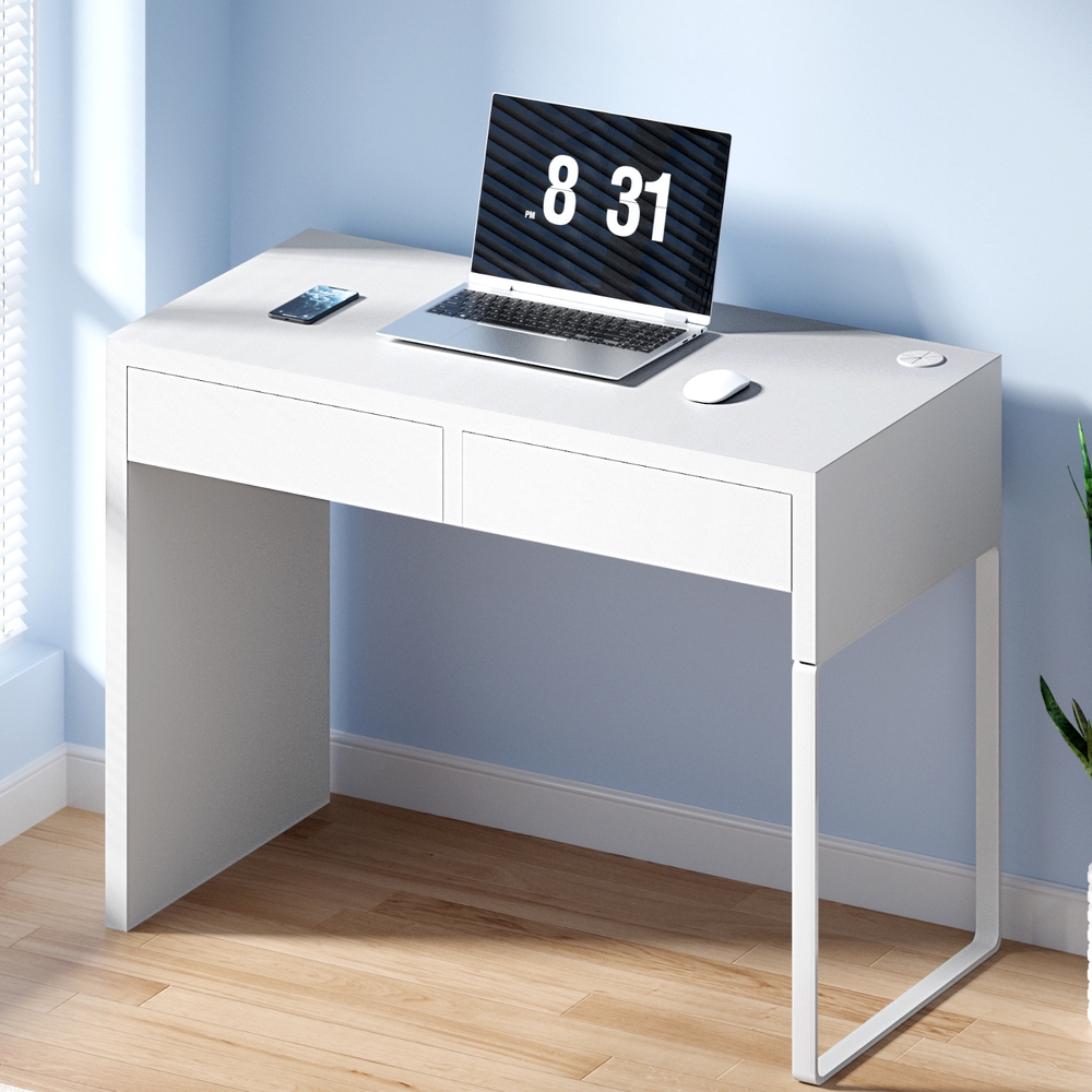Artiss Corner Computer Desk Office Study Desks Table Drawers Shelves White Black - Picture 59 of 106