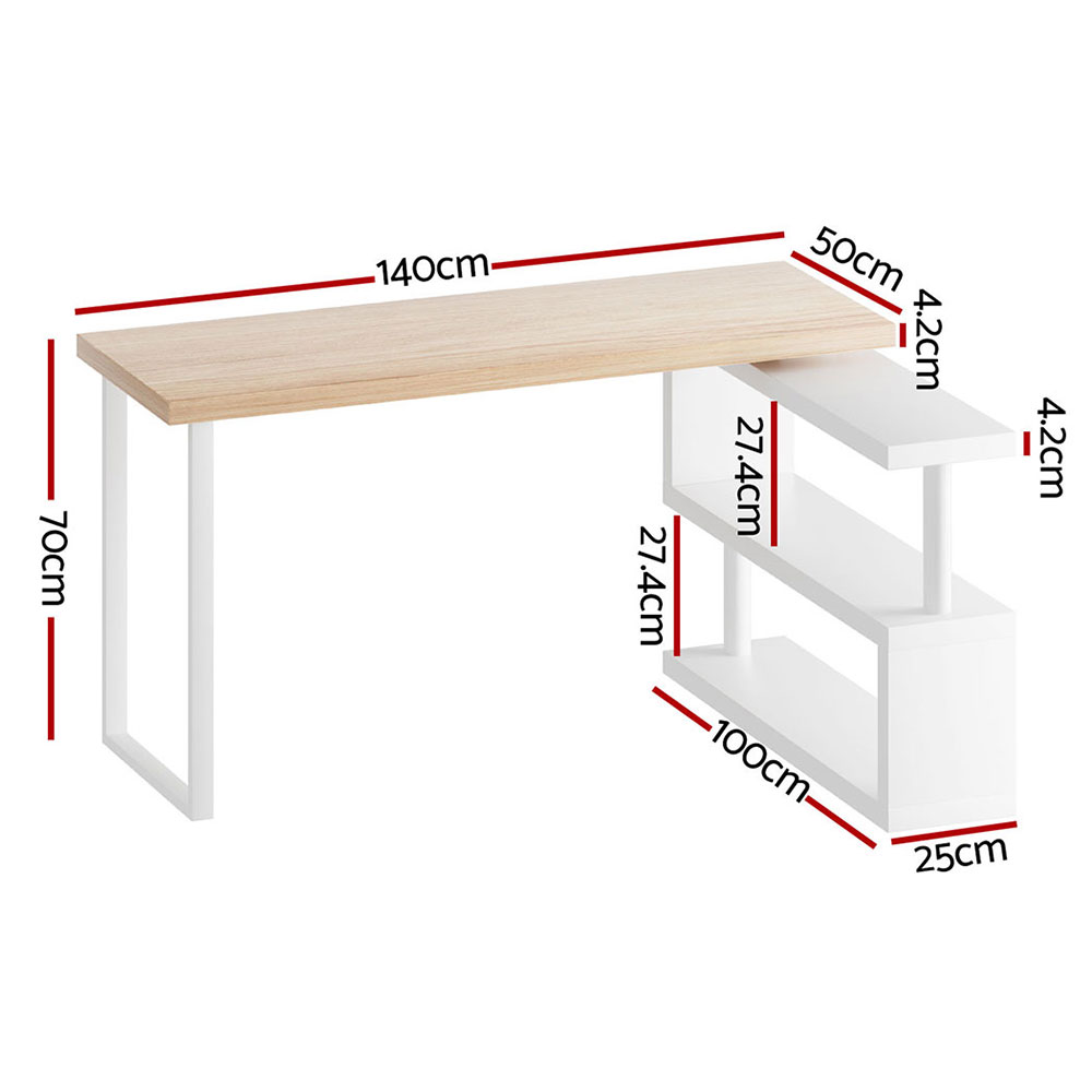 Artiss Corner Computer Desk Office Study Desks Table Drawers Shelves White Black - Picture 14 of 106