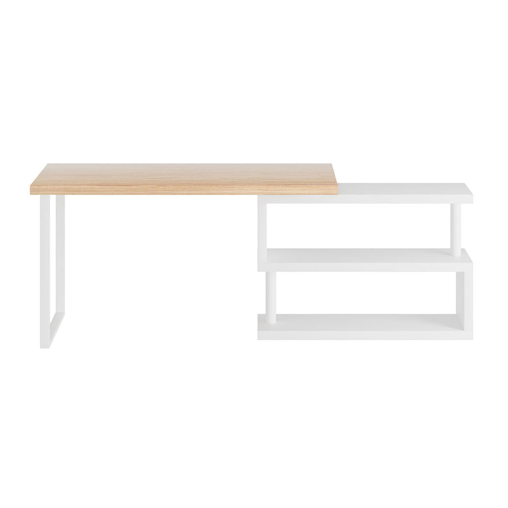 Artiss Corner Computer Desk Office Study Desks Table Drawers Shelves White Black - Picture 15 of 106