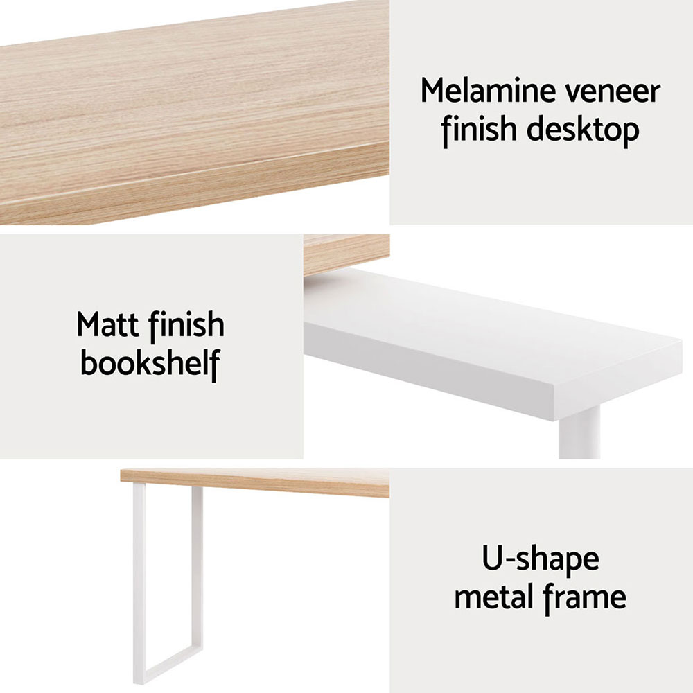 Artiss Corner Computer Desk Office Study Desks Table Drawers Shelves White Black - Picture 18 of 106