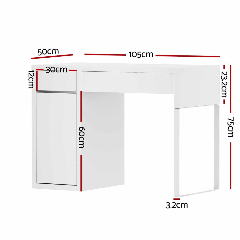Artiss Corner Computer Desk Office Study Desks Table Drawers Shelves White Black - Picture 85 of 106