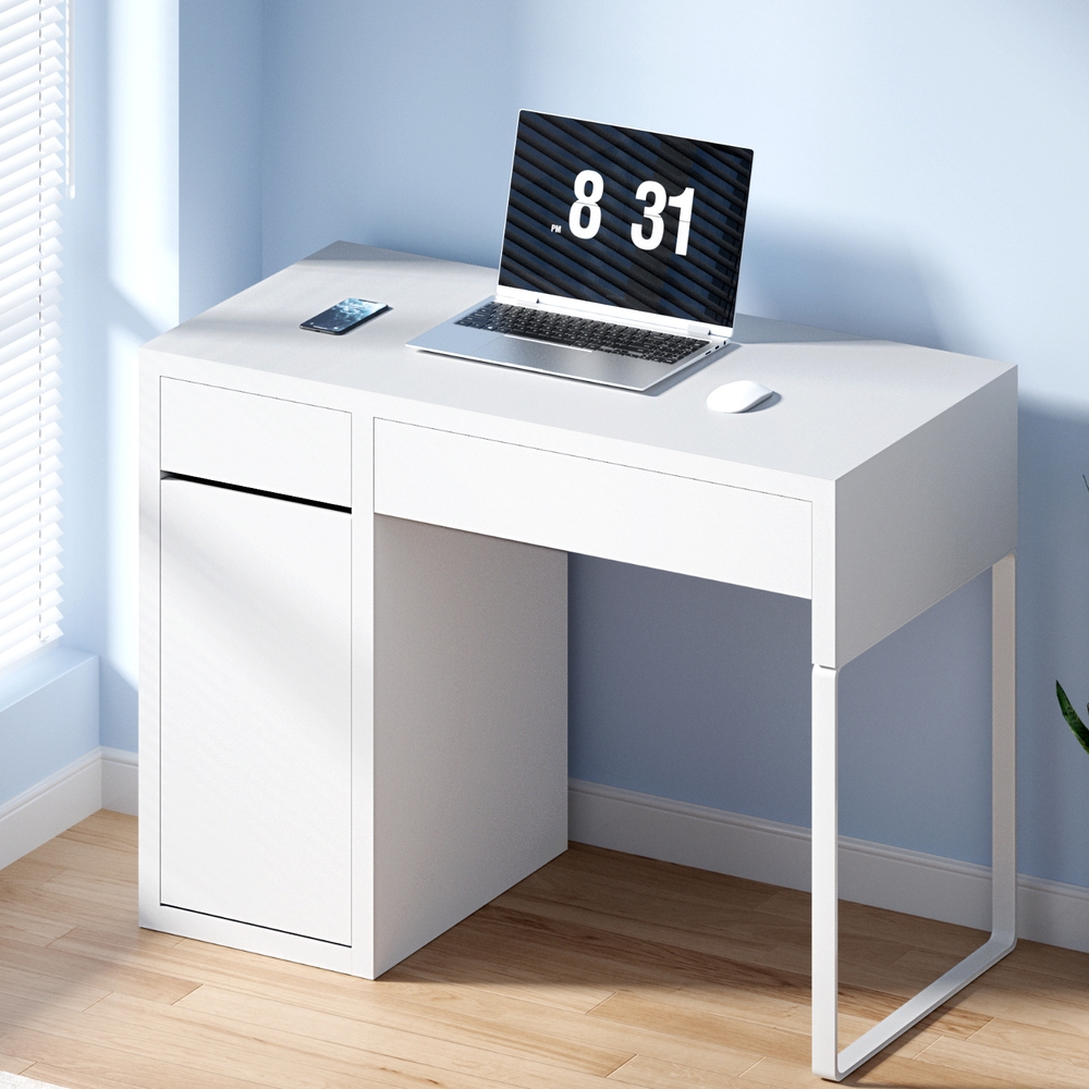 Artiss Corner Computer Desk Office Study Desks Table Drawers Shelves White Black - Picture 90 of 106