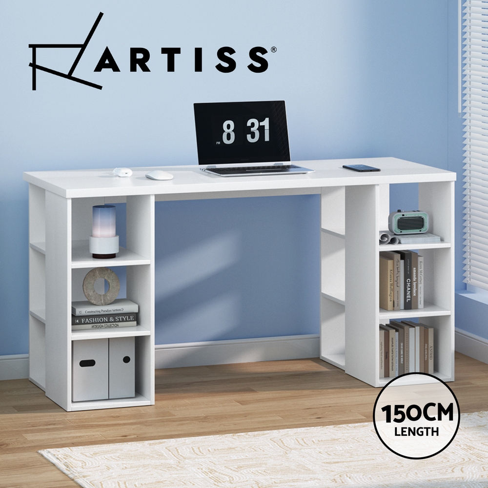 Artiss Corner Computer Desk Office Study Desks Table Drawers Shelves White Black - Picture 99 of 106