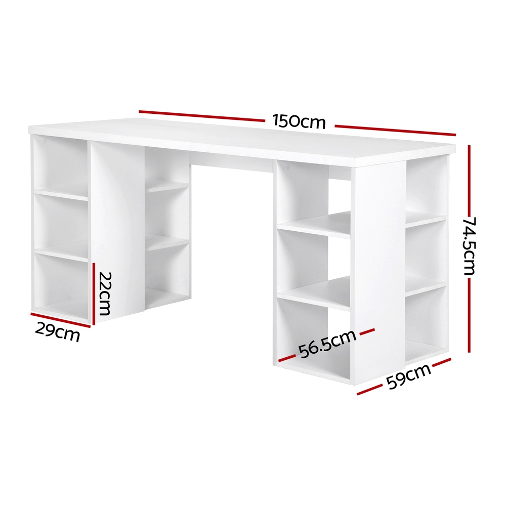 Artiss Corner Computer Desk Office Study Desks Table Drawers Shelves White Black - Picture 101 of 106