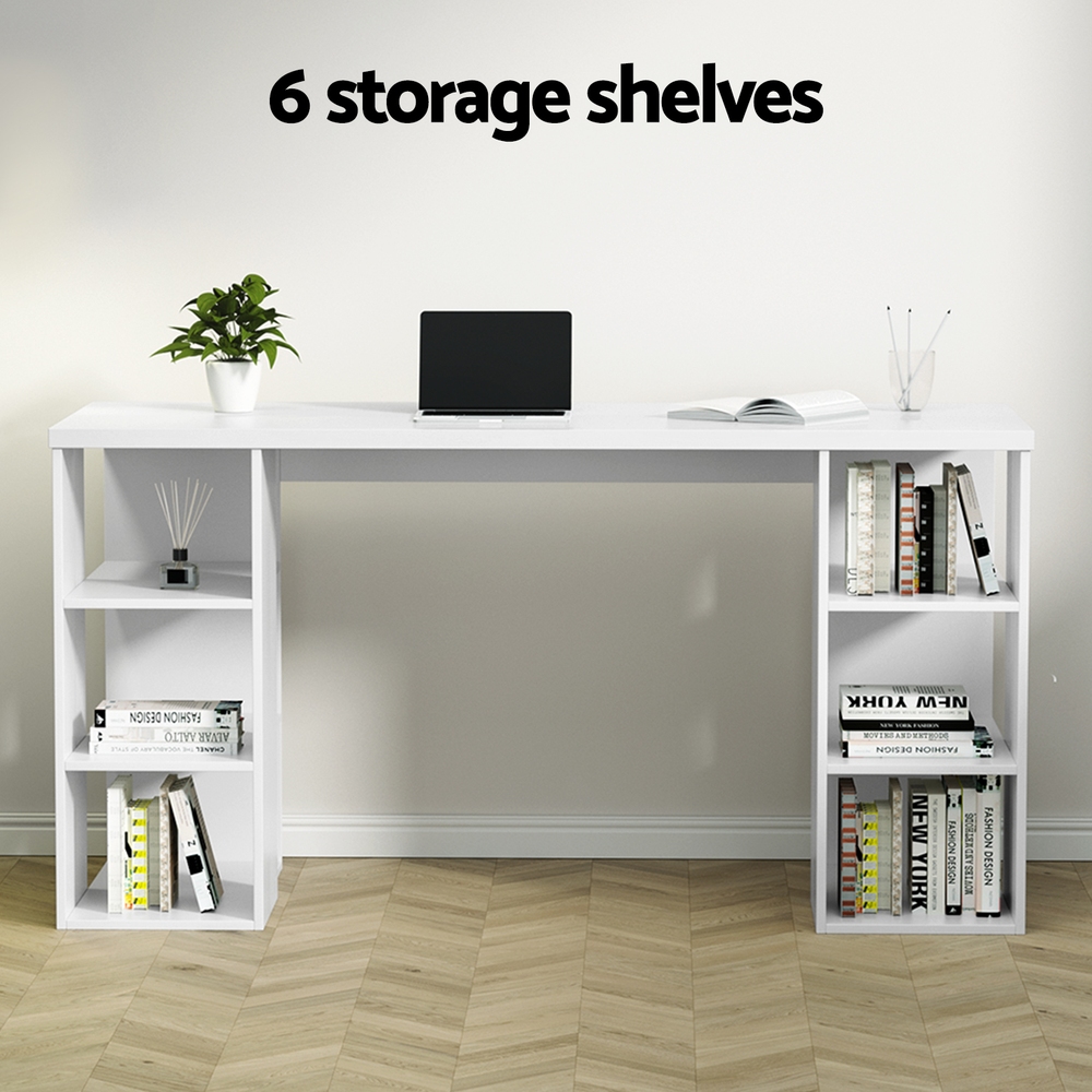 Artiss Corner Computer Desk Office Study Desks Table Drawers Shelves White Black - Picture 103 of 106