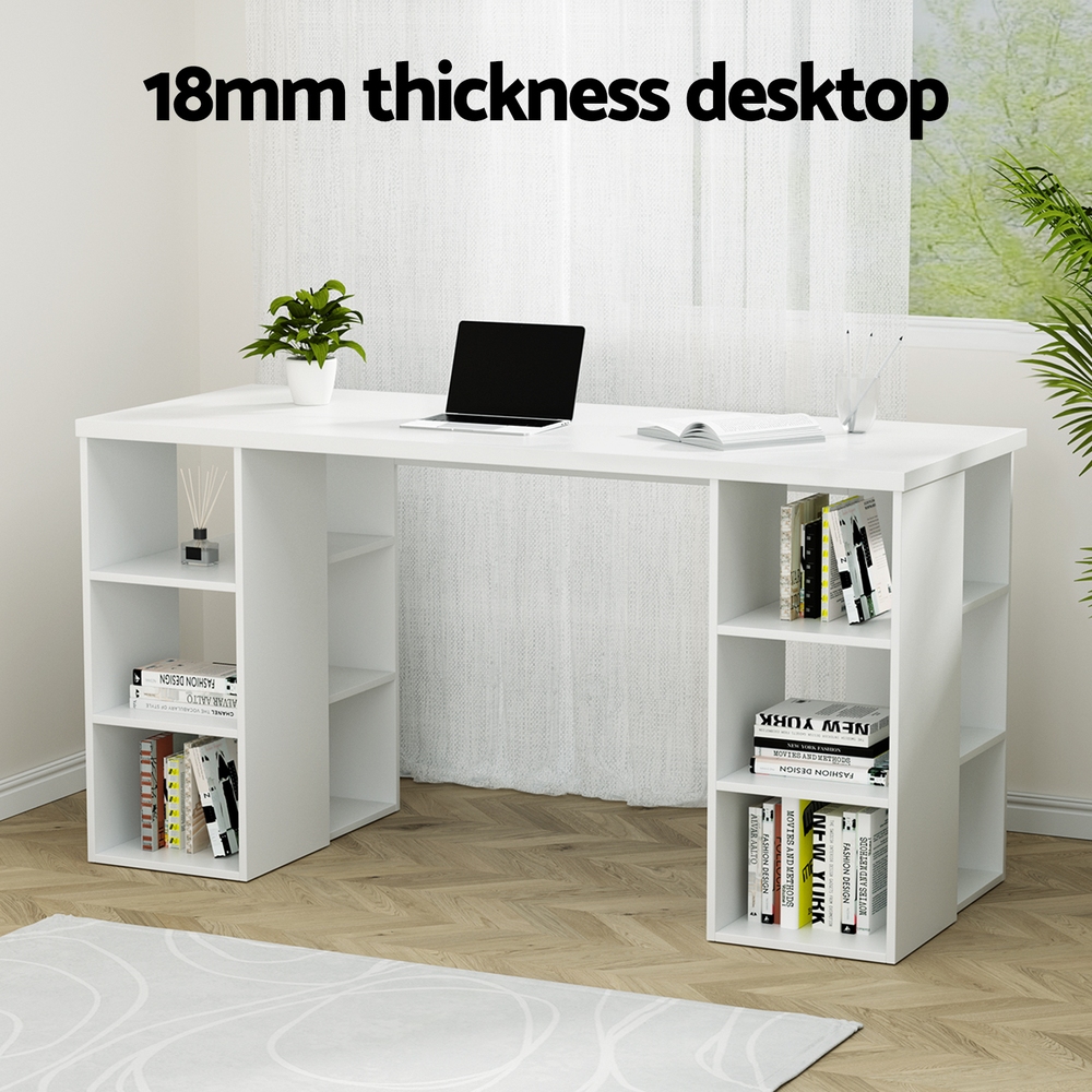 Artiss Corner Computer Desk Office Study Desks Table Drawers Shelves White Black - Picture 104 of 106