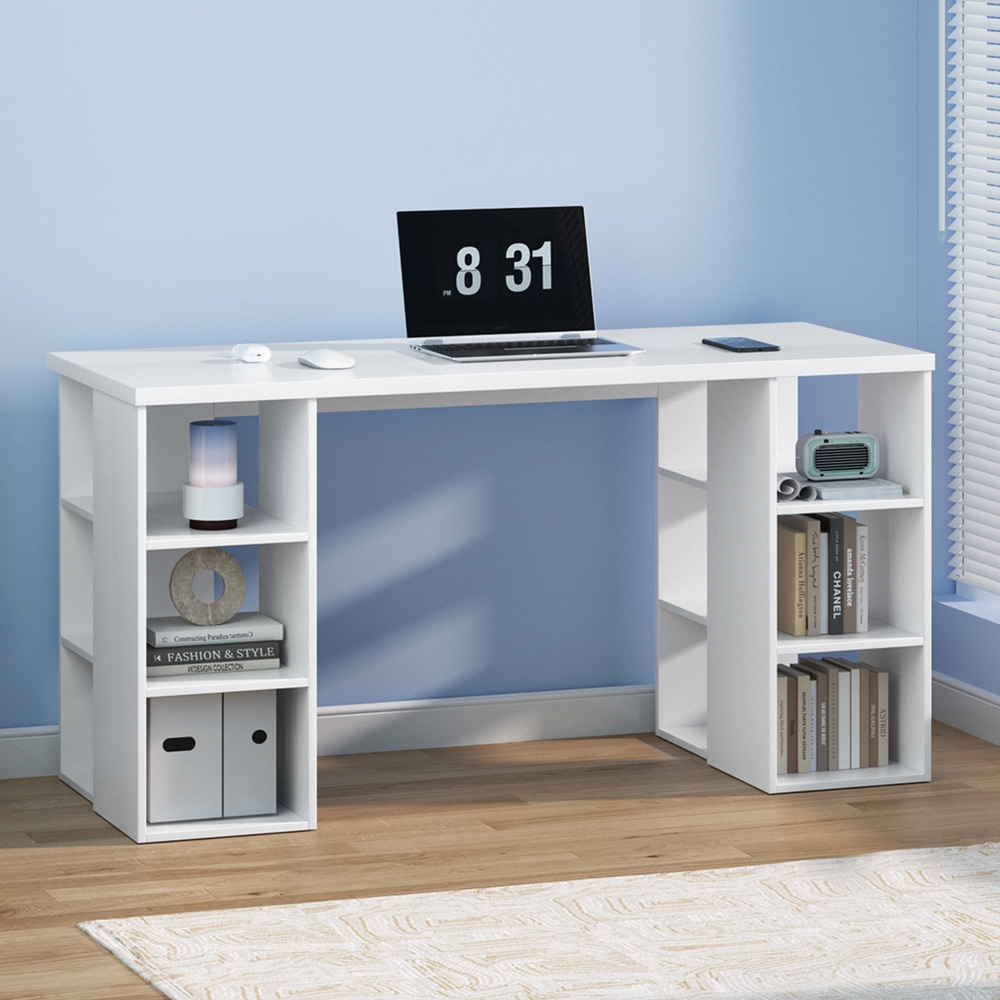 Artiss Corner Computer Desk Office Study Desks Table Drawers Shelves White Black - Picture 106 of 106