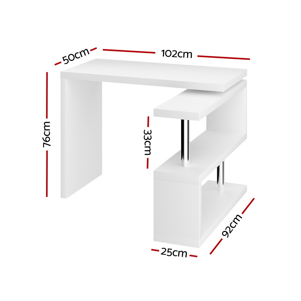 Artiss Corner Computer Desk Office Study Desks Table Drawers Shelves White Black - Picture 93 of 106