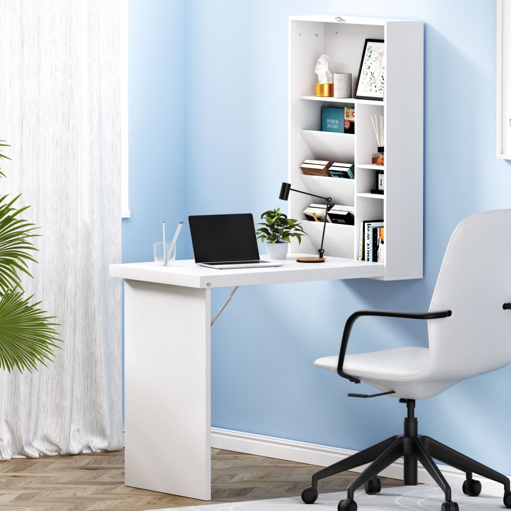 Artiss Corner Computer Desk Office Study Desks Table Drawers Shelves White Black - Picture 43 of 106