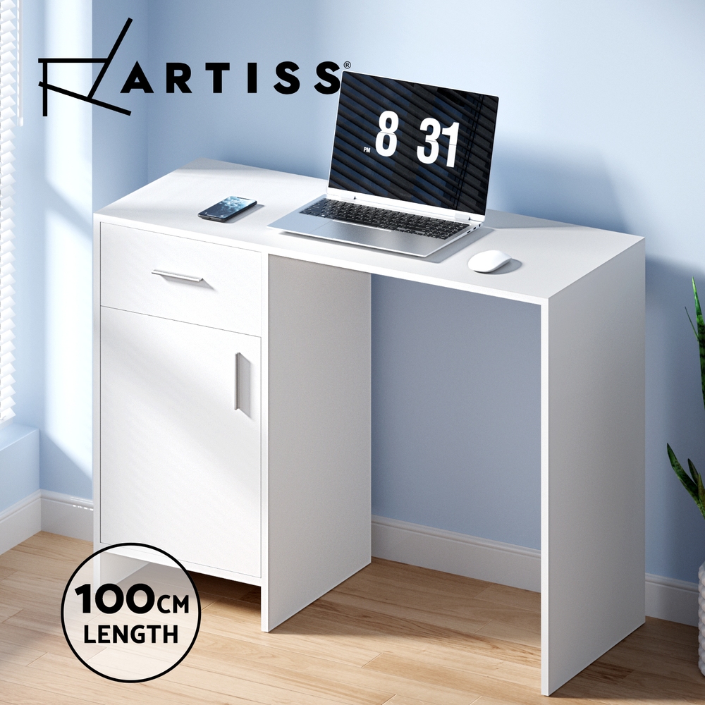 Artiss Corner Computer Desk Office Study Desks Table Drawers Shelves White Black - Picture 44 of 106