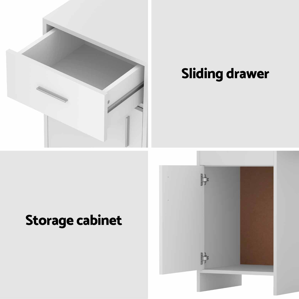 Artiss Corner Computer Desk Office Study Desks Table Drawers Shelves White Black - Picture 50 of 106
