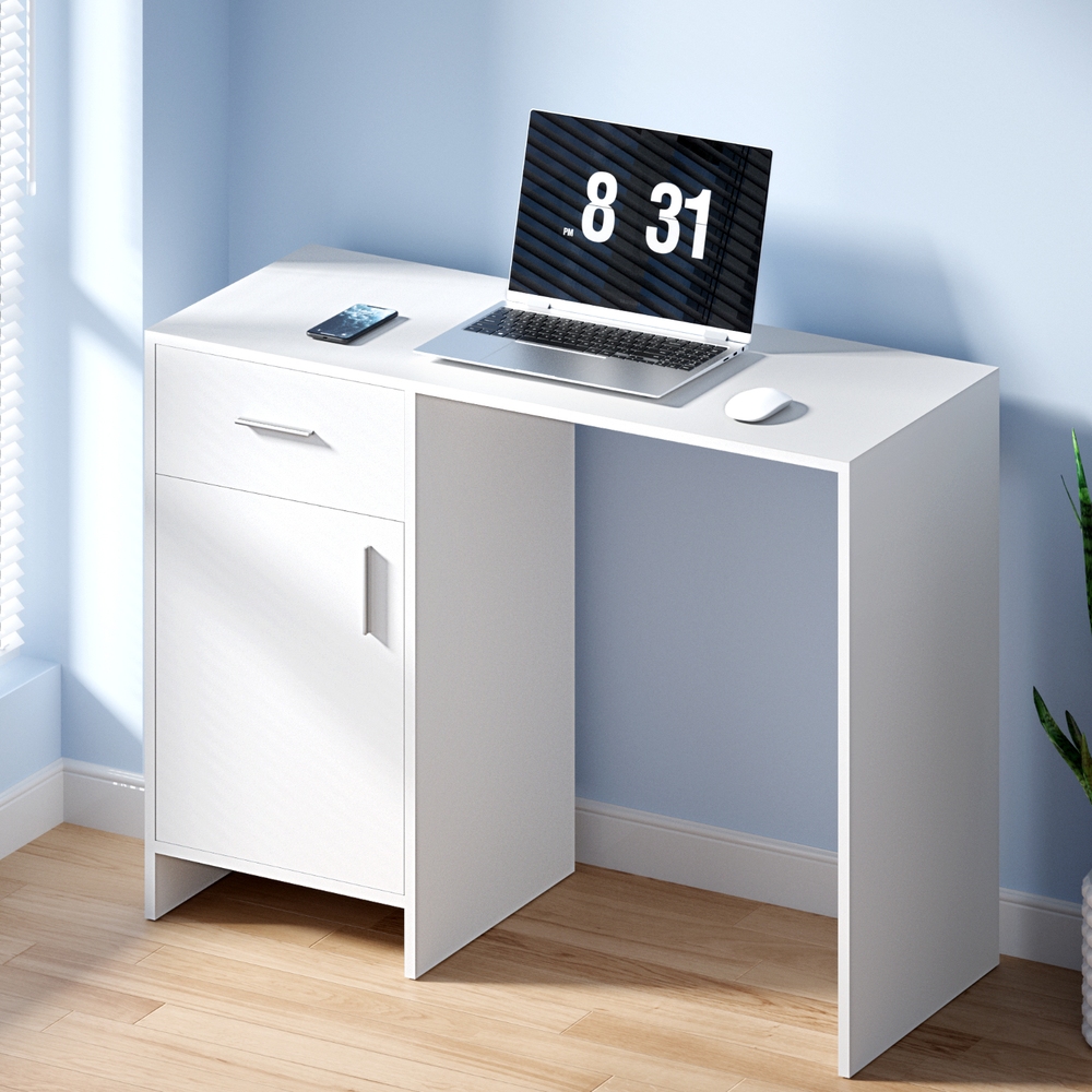 Artiss Corner Computer Desk Office Study Desks Table Drawers Shelves White Black - Picture 51 of 106