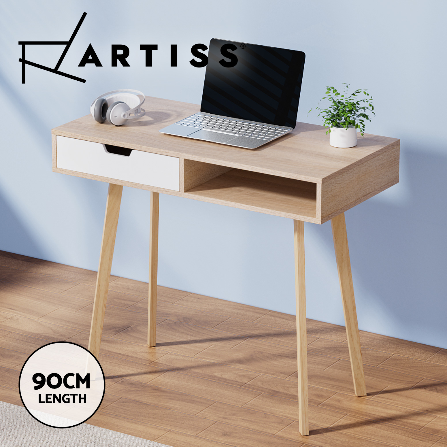 Artiss Corner Computer Desk Office Study Desks Table Drawers Shelves White Black - Picture 28 of 106