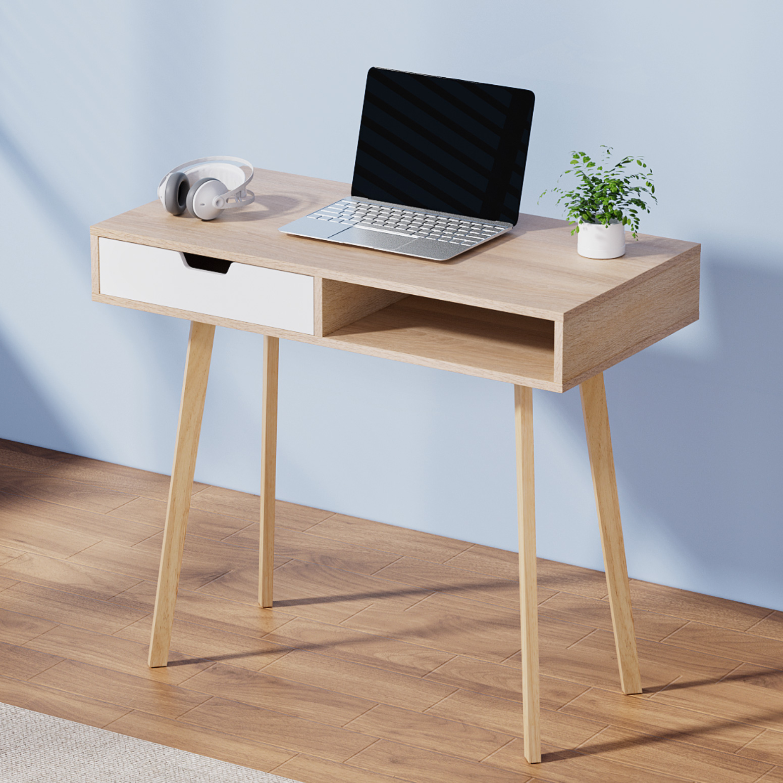 Artiss Corner Computer Desk Office Study Desks Table Drawers Shelves White Black - Picture 35 of 106