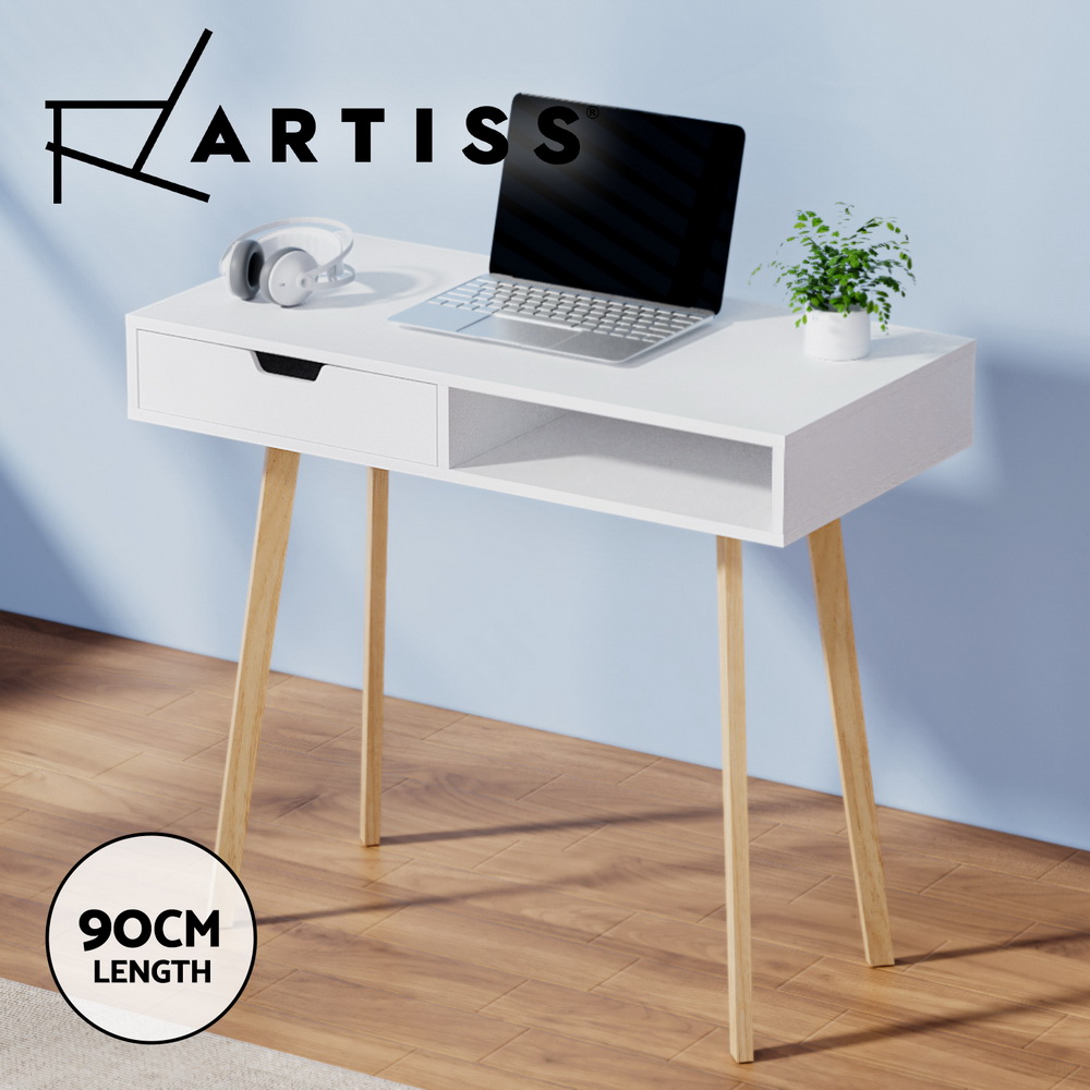 Artiss Corner Computer Desk Office Study Desks Table Drawers Shelves White Black - Picture 20 of 106