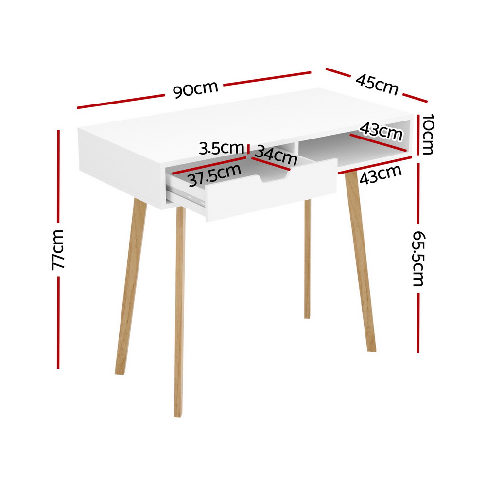Artiss Corner Computer Desk Office Study Desks Table Drawers Shelves White Black - Picture 22 of 106