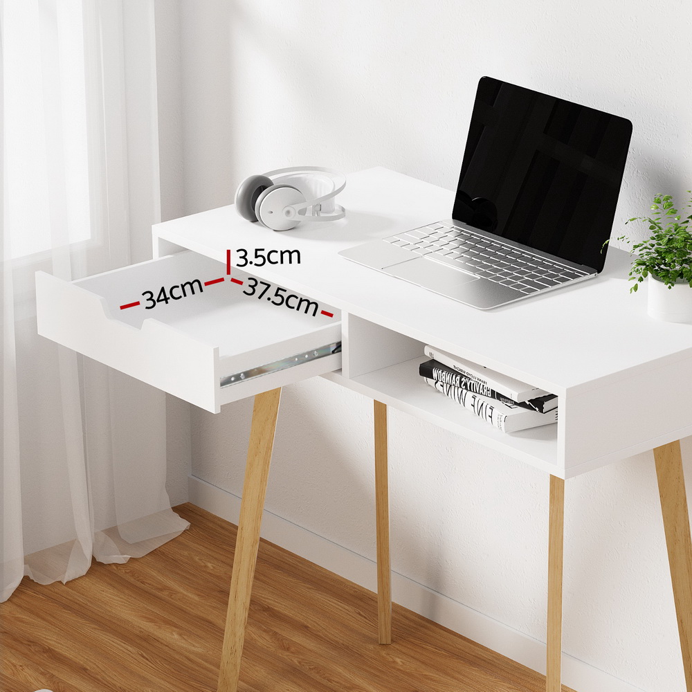 Artiss Corner Computer Desk Office Study Desks Table Drawers Shelves White Black - Picture 24 of 106