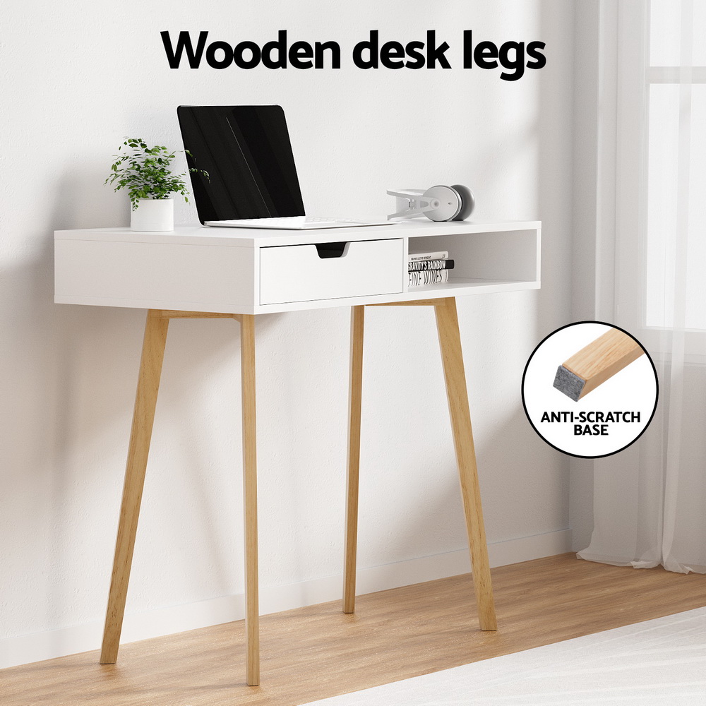 Artiss Corner Computer Desk Office Study Desks Table Drawers Shelves White Black - Picture 26 of 106