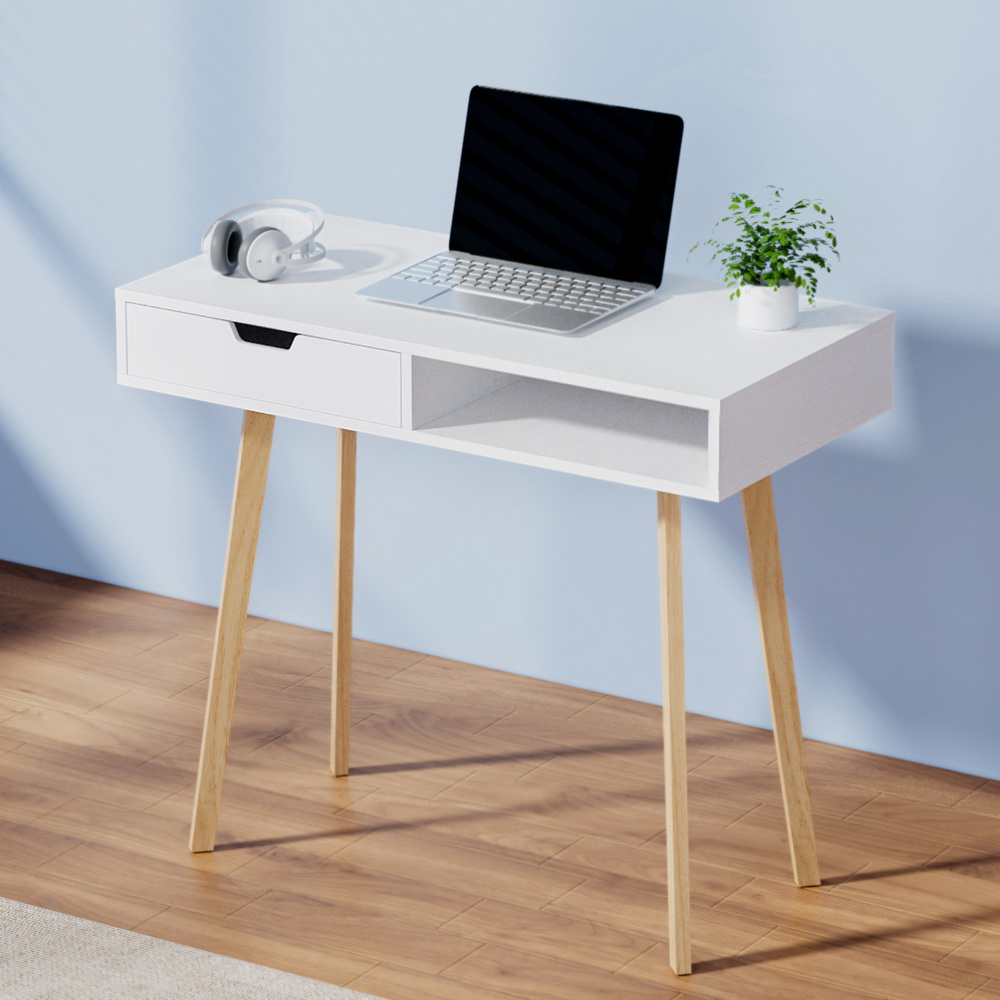 Artiss Corner Computer Desk Office Study Desks Table Drawers Shelves White Black - Picture 27 of 106