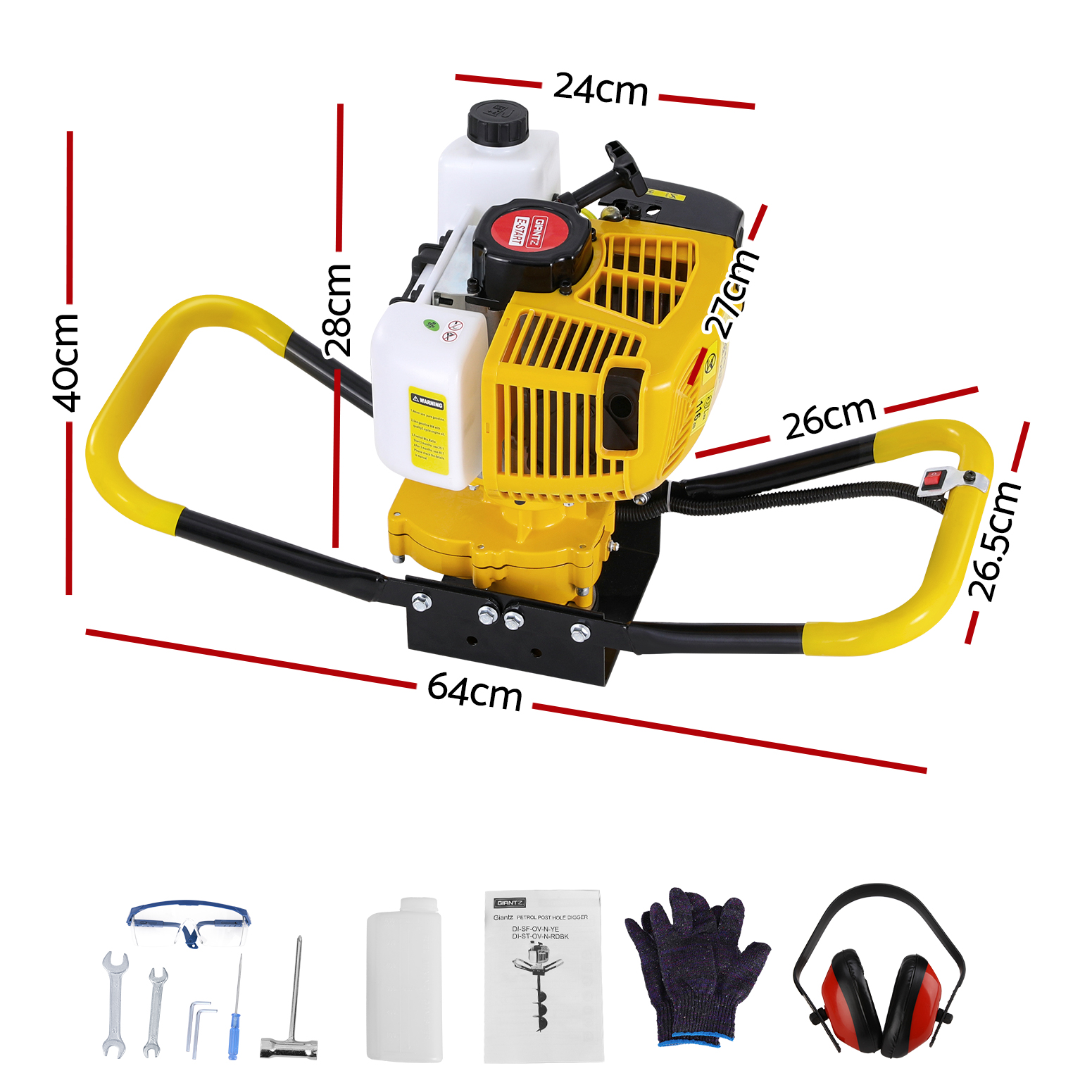 Giantz Post Hole Digger Petrol Motor Diggers Fence Drill Borer Petrol Drill - Picture 12 of 14