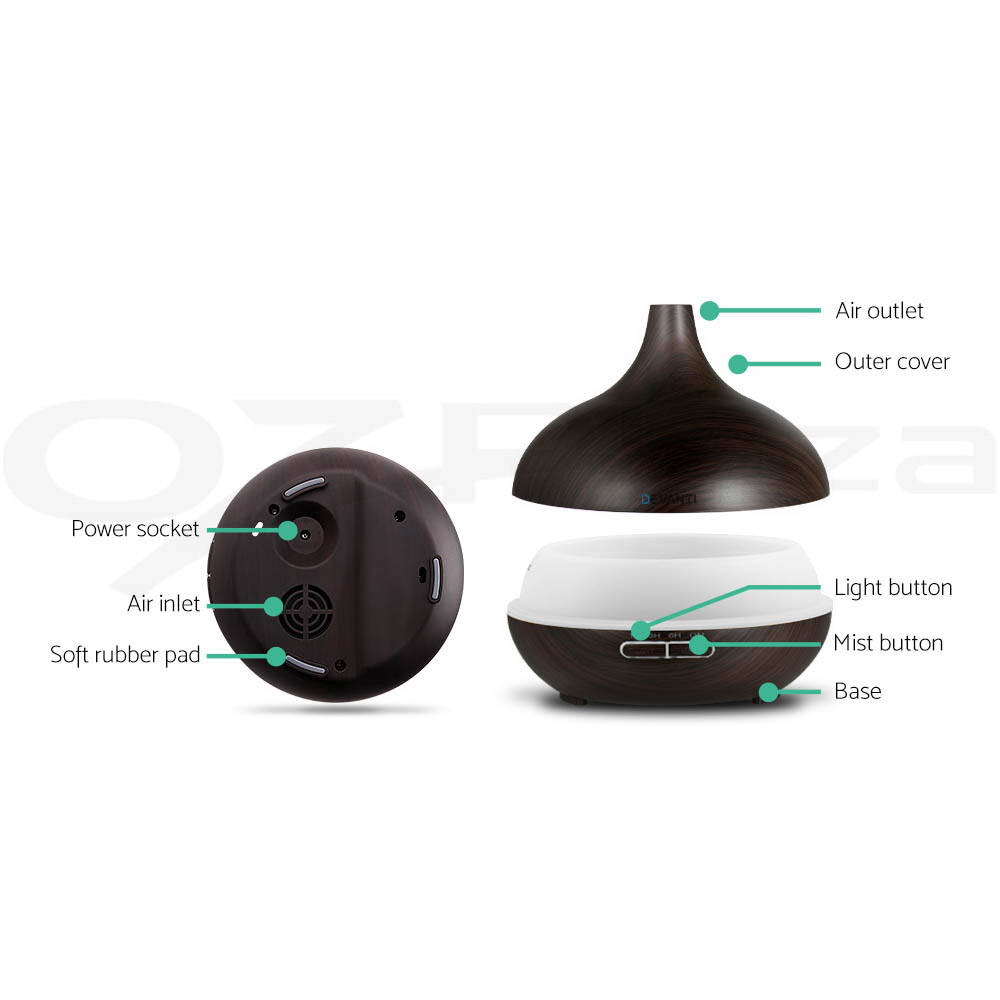 Devanti Aromatherapy Diffuser Aroma Essential Oil Air Humidifier Wood Grain - Picture 16 of 33