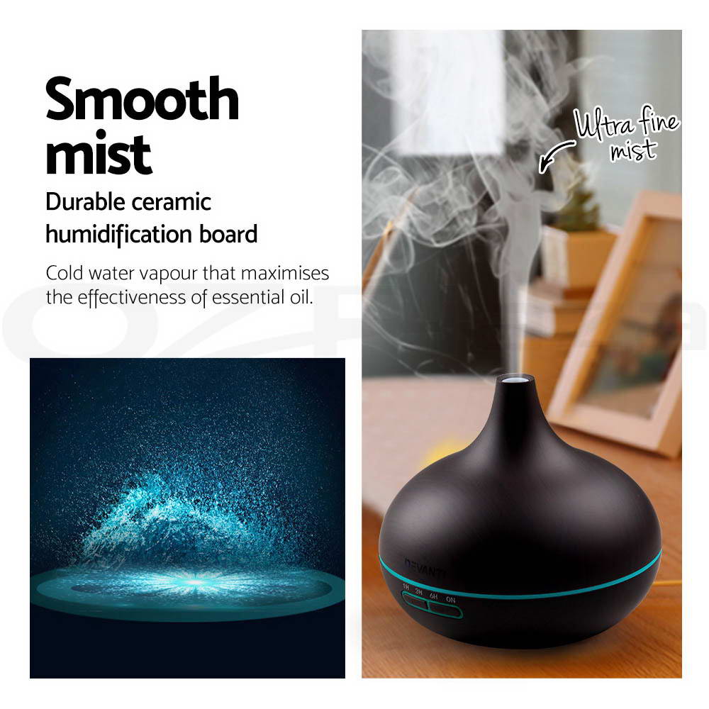 Devanti Aromatherapy Diffuser Aroma Essential Oil Air Humidifier Wood Grain - Picture 18 of 33