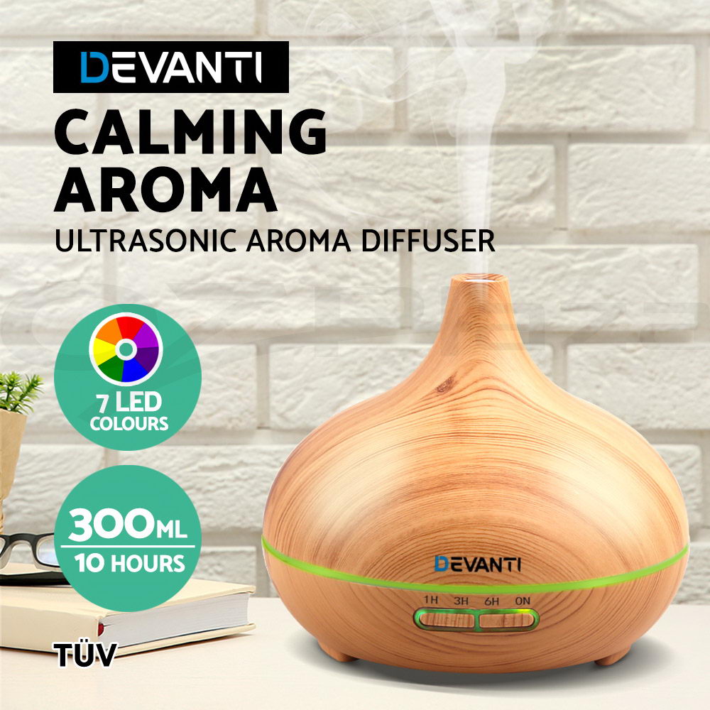 Devanti Aromatherapy Diffuser Aroma Essential Oil Air Humidifier Wood Grain - Picture 23 of 33
