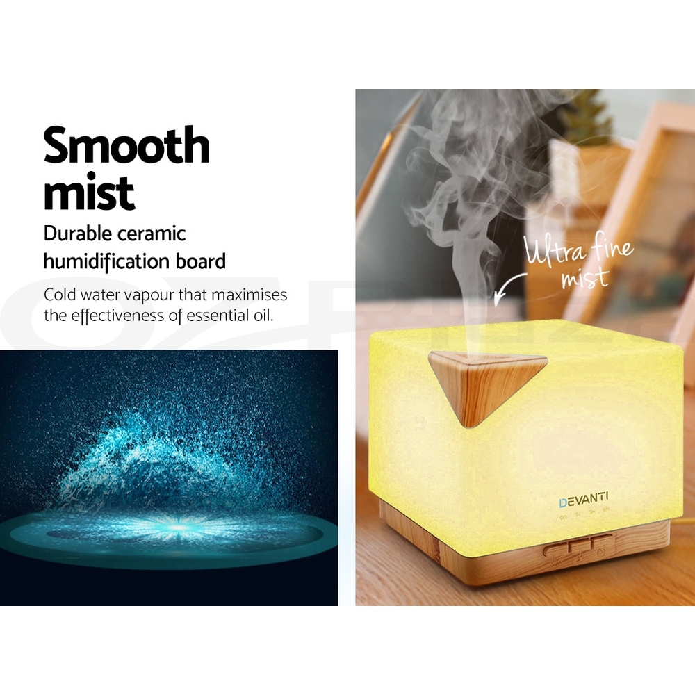 Devanti Aromatherapy Diffuser Aroma 500ml Ultrasonic Humidifier Essential Oils - Picture 29 of 55
