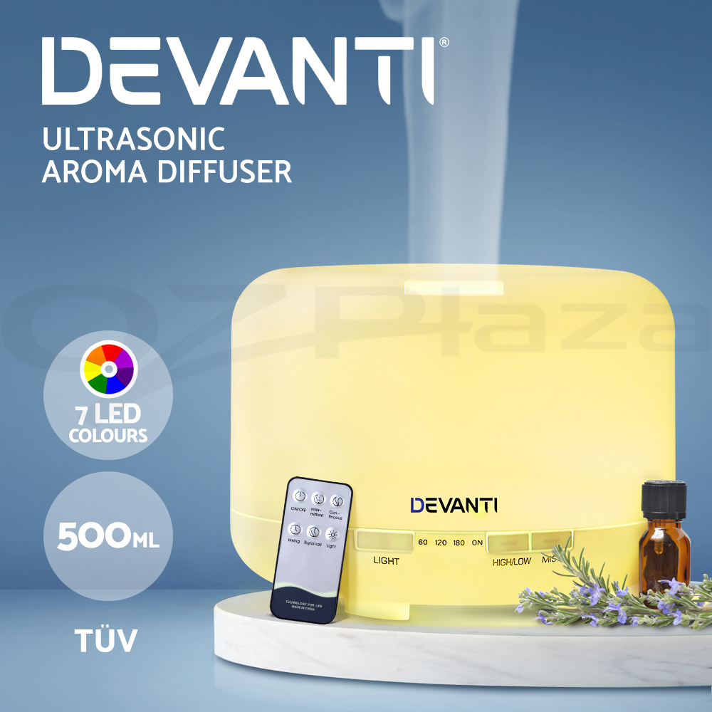Devanti Aromatherapy Diffuser Aroma 500ml Ultrasonic Humidifier Essential Oils - Picture 12 of 55