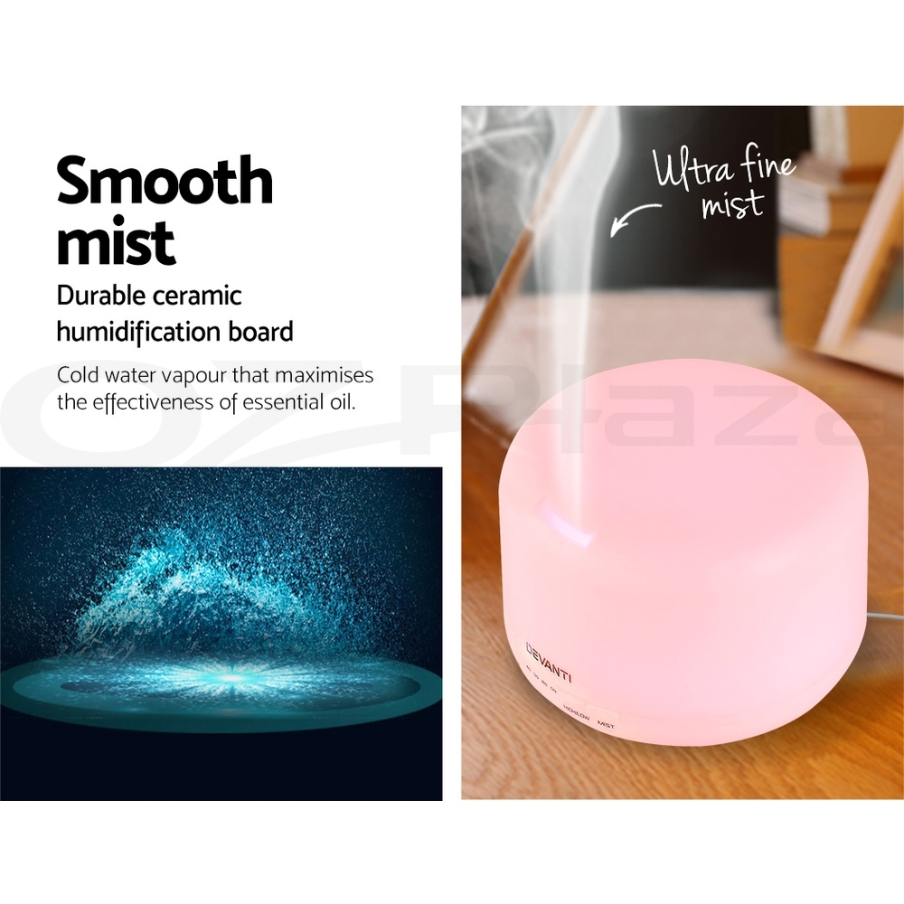 Devanti Aromatherapy Diffuser Aroma 500ml Ultrasonic Humidifier Essential Oils - Picture 17 of 55