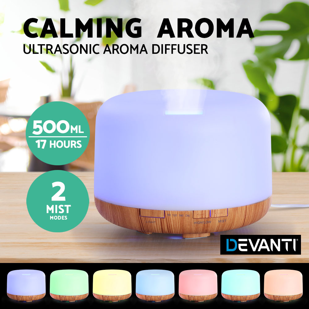 Devanti Aromatherapy Diffuser Aroma 500ml Ultrasonic Humidifier Essential Oils - Picture 34 of 55